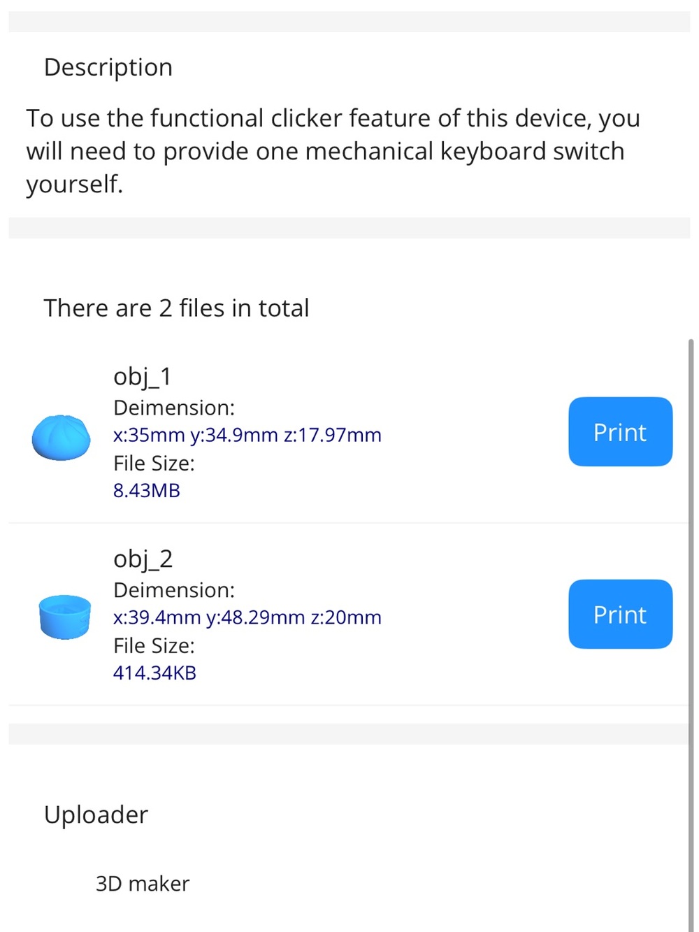 3d printing dumpling clickers